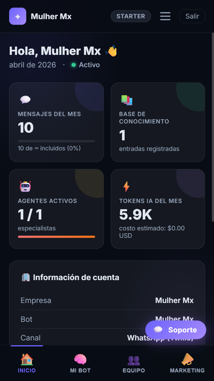 Magnus AI Space — Panel de usuario móvil